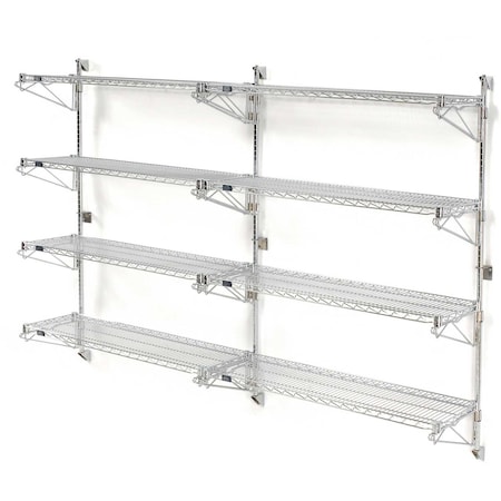 Nexel Wall Mount Wire 4-Shelf Add-On Unit, 54W x 14D x 63H 798209
